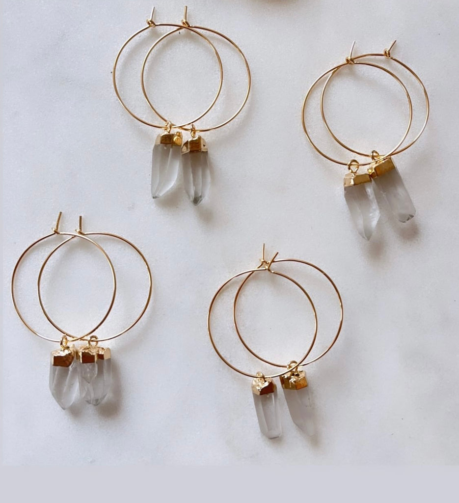 Lemurian Quartz Hoops