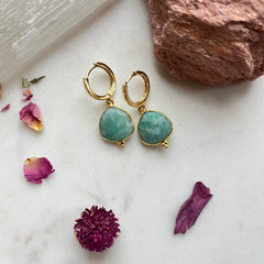Amazonite~Huggie Earrings