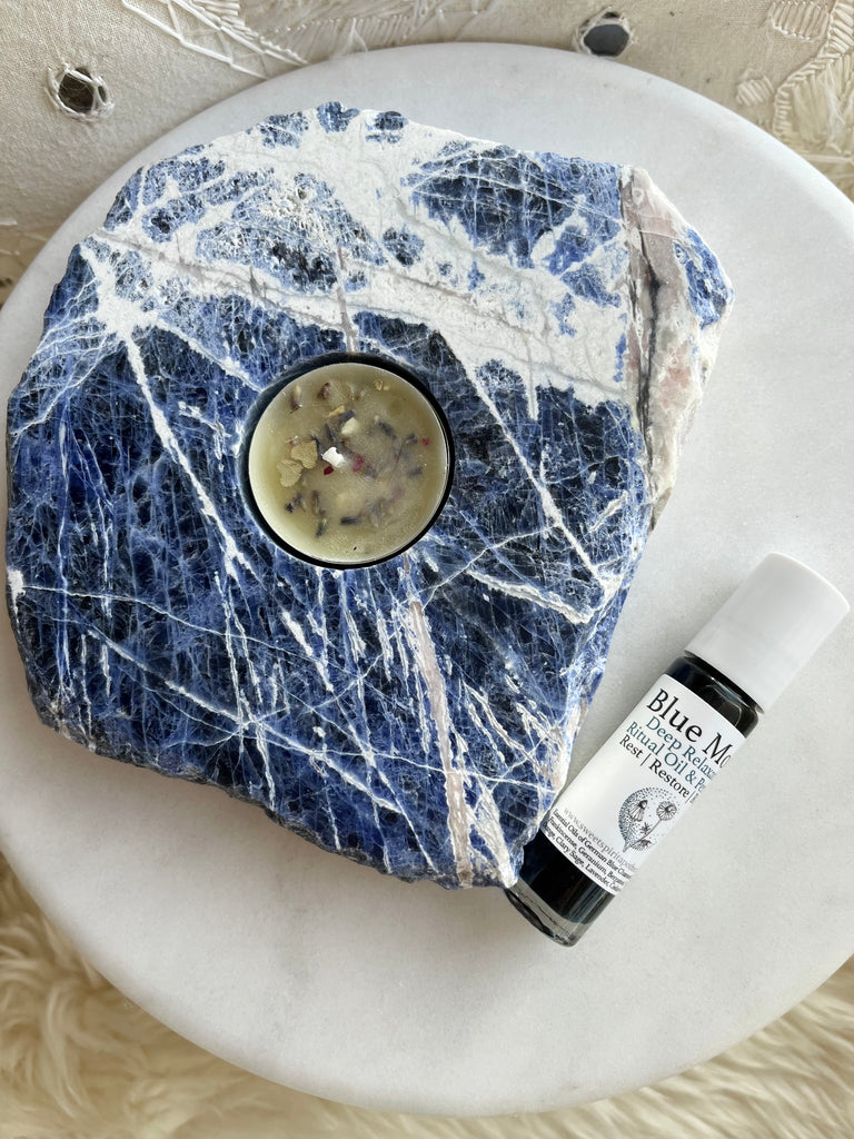 Blue Moon~Crystal Candleholder and Roller Set