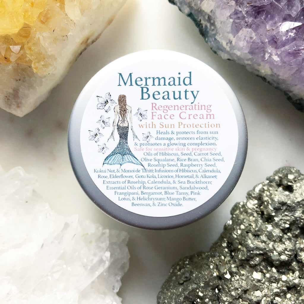 Mermaid Beauty~ Regenerating Face Cream~ with bakuchiol (natural gentle plant based retinol alternative) and natural sun protection