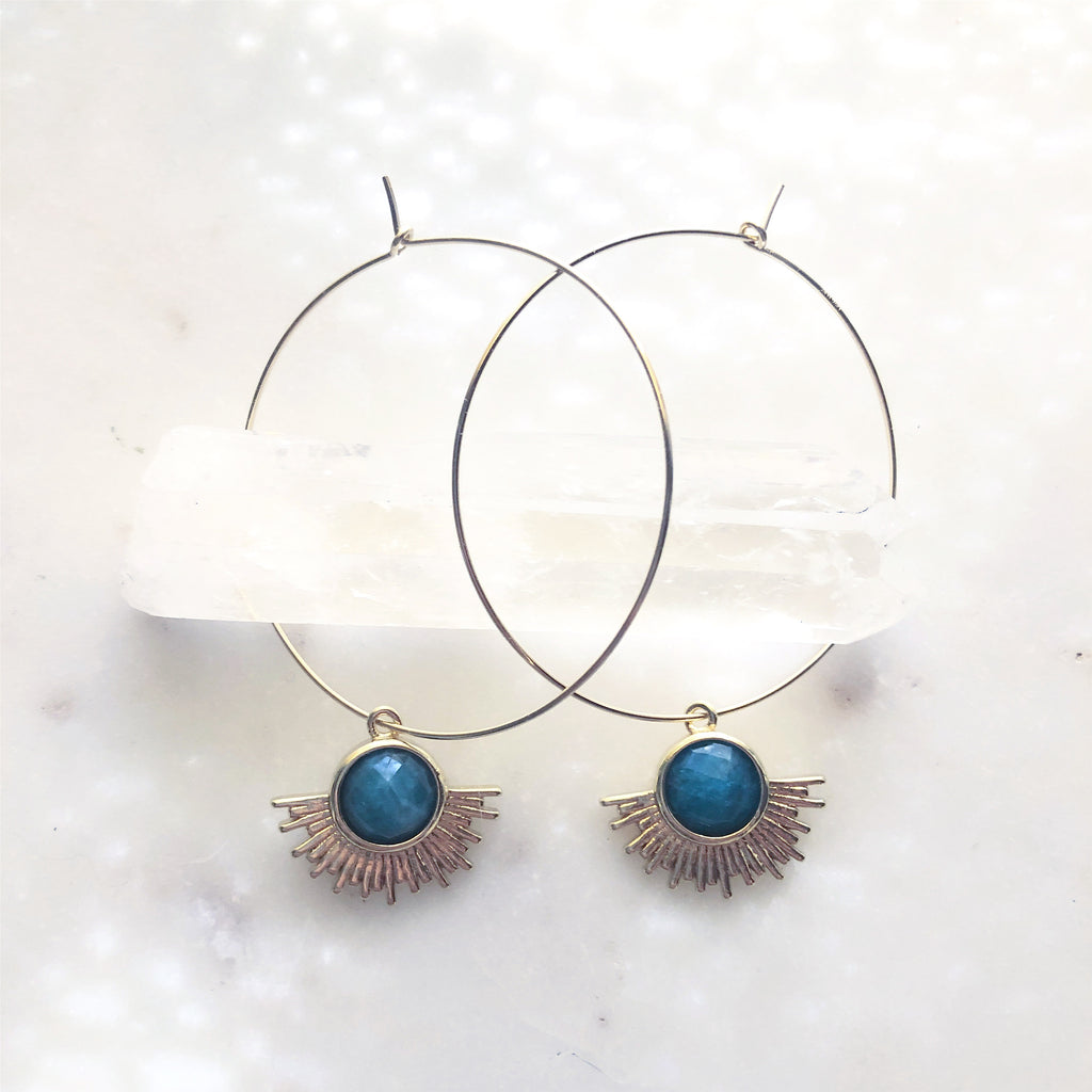 Blue Apatite~Solar Radiance Hoops