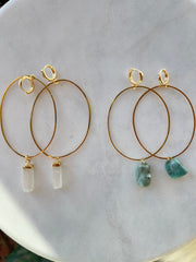 Emerald~large hoop huggie earrings