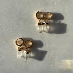 Lemurian Quartz Crystal~Huggie earrings