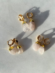 Chunky Rose Quartz~Huggie Earrings
