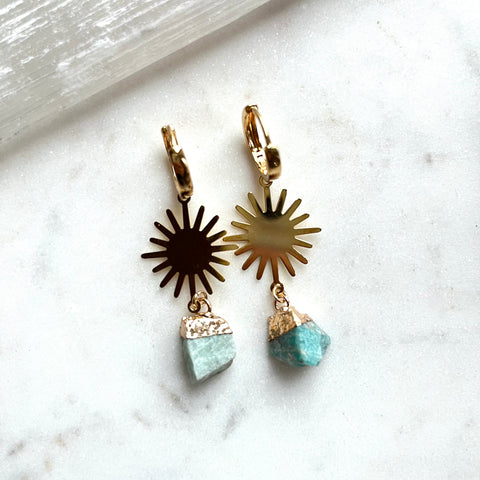 Celestial Amazonite~ Huggie Earrings
