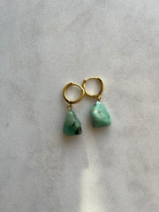 Tumbled Emerald~Huggie Earrings