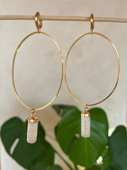 Selenite~Large hoop Huggie earrings