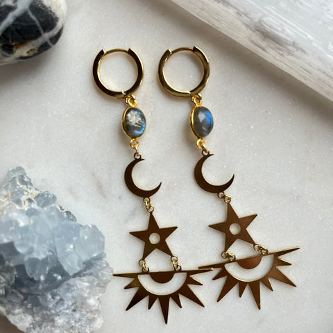 Celestial Labradorite~Huggie Earrings✨
