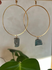 Emerald~large hoop huggie earrings