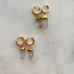 Lemurian Quartz Crystal~Huggie earrings