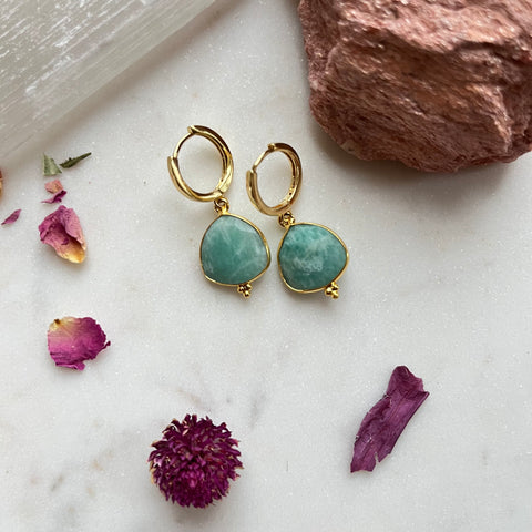 Amazonite~Huggie Earrings