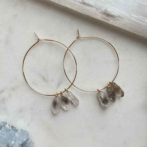 Diamond Dreamweaver~Herkimer Diamond Hoops
