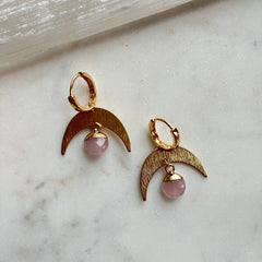 Rose Moon~Huggie Earrings