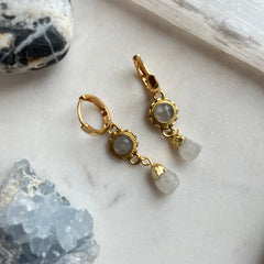 Moonflower~Moonstone~Huggie Earrings