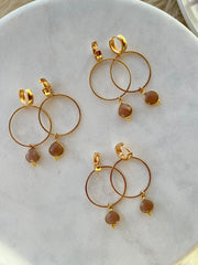 Peach Moonstone~Hoop Huggies