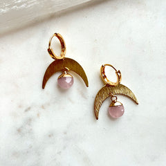 Rose Moon~Huggie Earrings