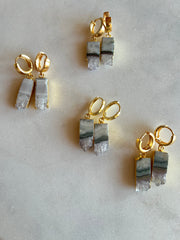 Amethyst Slab~Huggie Earring