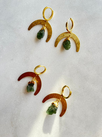 Emerald Moon~Huggie Earrings