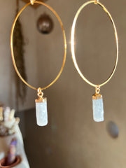 Selenite~Large hoop Huggie earrings