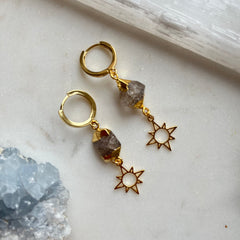 Celestial Diamond~Herkimer Huggie Earrings