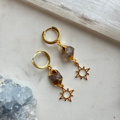 Celestial Diamond~Herkimer Huggie Earrings