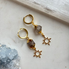 Celestial Diamond~Herkimer Huggie Earrings