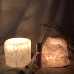 Raw Rose Quartz Candle Holder (tea light)