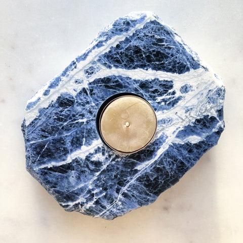 Sodalite Crystal~Tealight Candle Holder