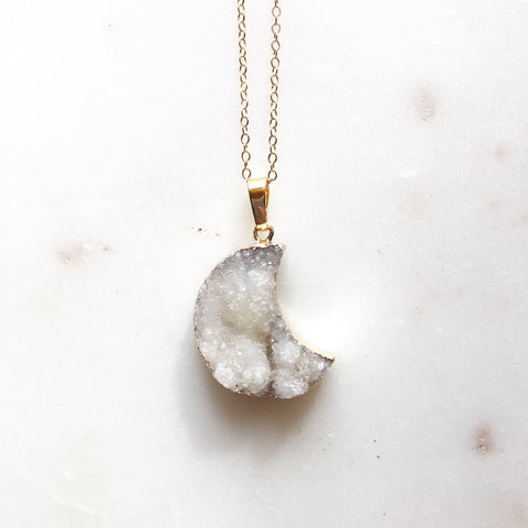 Sparkle Agate~Crescent Moon Necklace