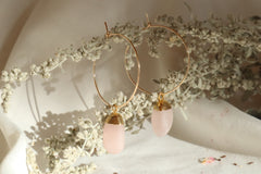 Rose Quartz Hoop Earrings~ Divine Love