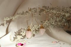 Rose Quartz Hoop Earrings~ Divine Love