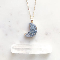 Sparkly Agate~ Crescent Moon Necklace