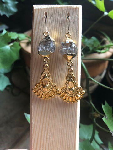 Ornate Herkimer Diamond Earrings