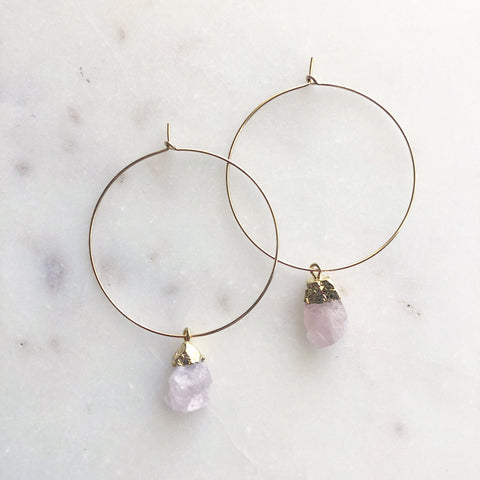 Rose Quartz Hoops