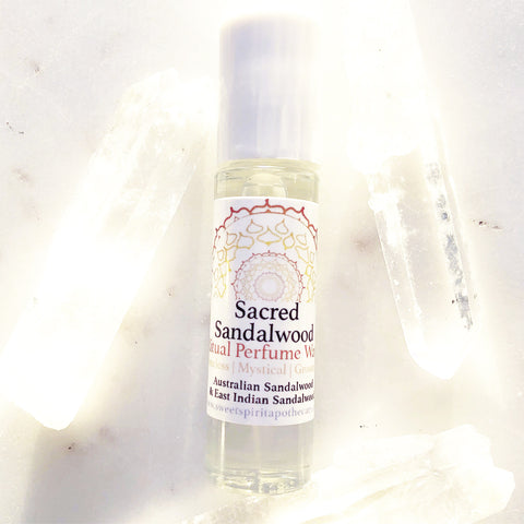 Sacred Sandalwood and Tiger’s Eye Crystal-Ritual Perfume Roller
