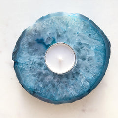 Blue Agate~ Crystal Tealight candle holder~ Relaxation, Healing, Protection