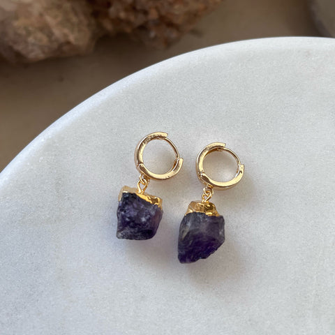 Amethyst Huggies