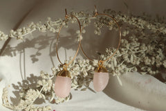 Rose Quartz Hoop Earrings~ Divine Love