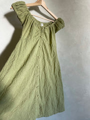 Green Cotton Embroidered Dress