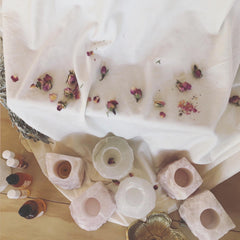 Raw Rose Quartz Candle Holder (tea light)