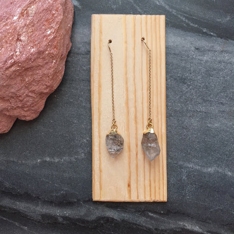 Herkimer Diamond Drop Threader Earrings