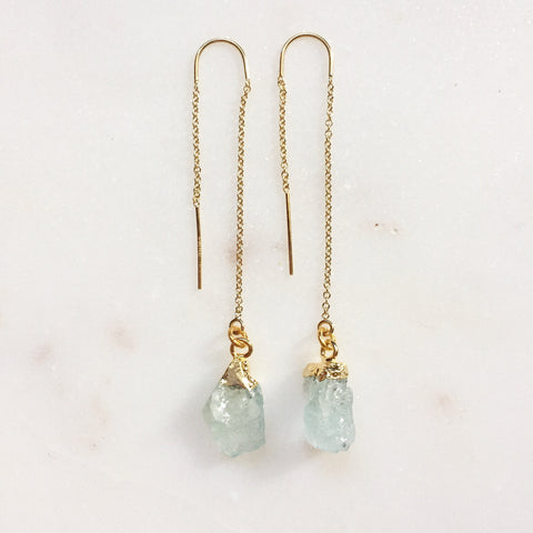 Aquamarine Threader Earrings