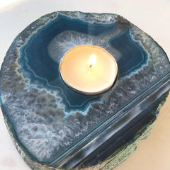 Blue Agate~ Crystal Tealight candle holder~ Relaxation, Healing, Protection