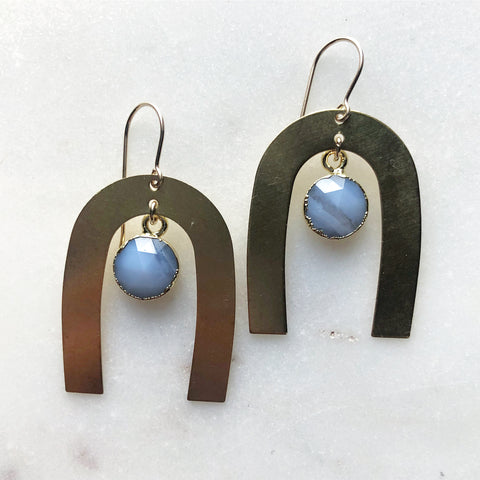 Blue Lace Agate~ Sacred Arch Earrings