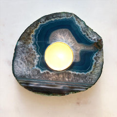 Blue Agate~ Crystal Tealight candle holder~ Relaxation, Healing, Protection
