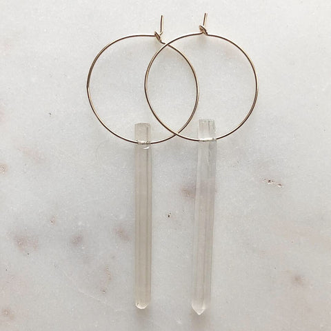 Clear Quartz Hoops