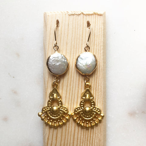 Ornate Pearl~Earrings