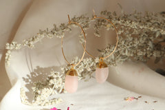 Rose Quartz Hoop Earrings~ Divine Love