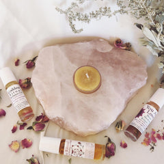 Rose Quartz~ Candle Holder~ large polished slab