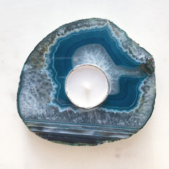 Blue Agate~ Crystal Tealight candle holder~ Relaxation, Healing, Protection